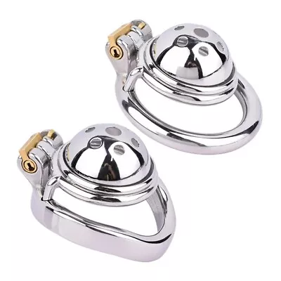 Stainless Steel Male Chastity Cage Device Men Super Small Metal Lock Belt CC496 • $30.31