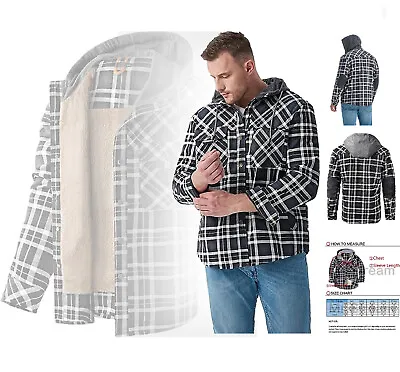 Jacket Check Shirt Hoodie Padded Quilted Fleeced Fur Lined Lumberjack Button New • £15