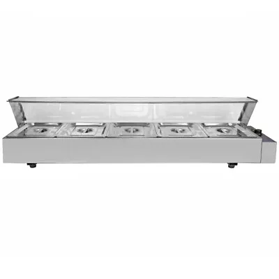 Bain Marie 5 Gastronorm Pans Stainless Steel Pot Wet Well Hot Food Display Glass • £379.99