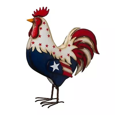 Metal Patriotic Rooster Statue Rustic Yard Signs Porch Decor 21 • $19.69