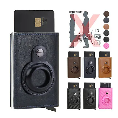 Airtag Wallet Case Leather Credit Card Holder Magnetic Air Tag Cover • $8.29