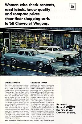 1968 Vintage Print Ad Chevrolet Chevy Impala Chevelle Malibu Station Wagon Car • $9.95