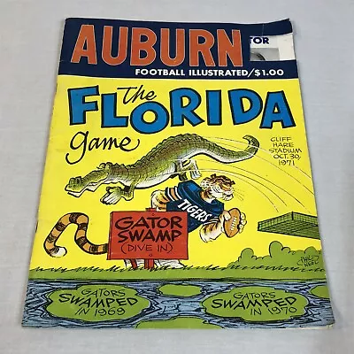 1971 Auburn Football Illustrated Vs  Florida Football Game Program Phil Neel Art • $24.77