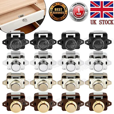 5/10/15x Push Button Catch Lock Door Cabinet Drawer Campervan Pop Up Latch Knob • £8.99