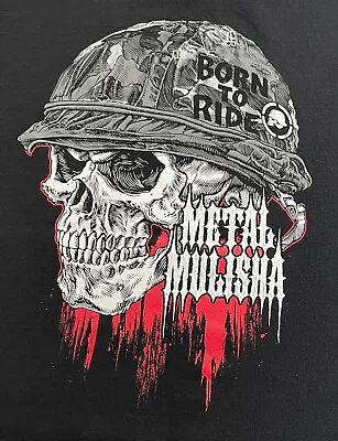 Born To Ride Metal Mulisha Mens L Skull Helmet Black T-Shirt • $13.95