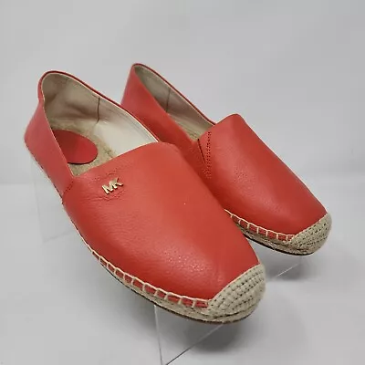 Michael Kors Espadrilles Womens 8.5 Red Kendrick Slip On Leather Shoes Logo • $60