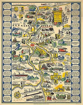 Niagara Frontier Mid-century Pictorial Romance Map Vintage Wall Art Poster Print • $13.95