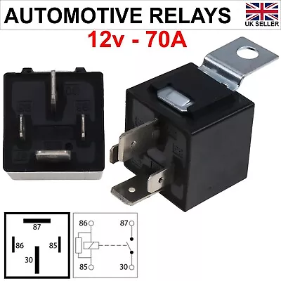 Relay 4-pin 12v 70Amp Open/Resistor Heavy Duty Automotive Relay Mini Changeover • £8.99