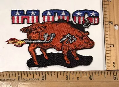 Vintage Hog Motorcycle Made In America Iron On Patch Biker Harley Davidson • $7.25