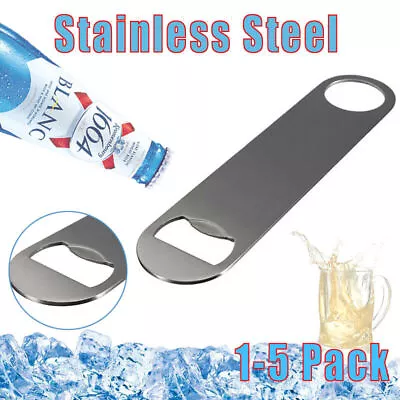 Stainless Steel Speed Bottle Opener Bartender Flat Bar Blade Cap Can Beer Drink • $4.62