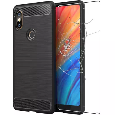 EbestStar Case Carbon Black Xiaomi Mi MIX 2S Redmi 5 Note 5 6A Pocophone + Glass • £5.49