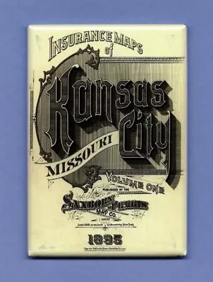 Kansas City Missouri *2x3 Fridge Magnet* Insurance Maps Text Decorations Vintage • $8.95