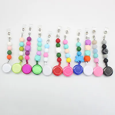 Silicone Beaded Retractable Badge Reel Nurse ID Work Badges Holder Accessories • $3.91