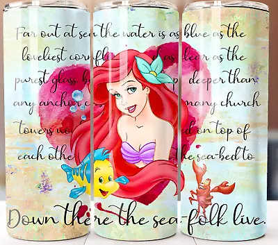 Ariel Song Lyrics Tumbler 20oz Stainless Steel Insulated Travel Mug Cup Straw • $19.95