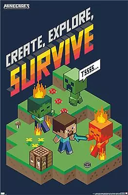 Minecraft Poster Create Explore Survive 55.9 X 86.4cm • £15.40