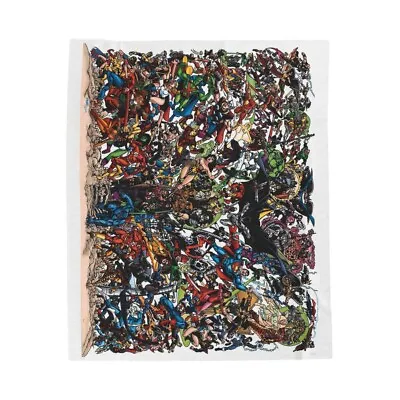 JLA/Avengers Velveteen Plush Blanket - George Perez Art - DC/Marvel - Gorgeous • $27.99