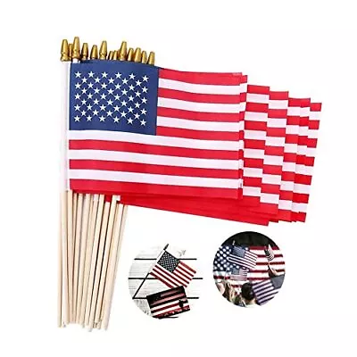 Small American Flags On Stick 5x8 Inch/12 Pack - Mini Ameirican Flags/Handheld A • $11.42