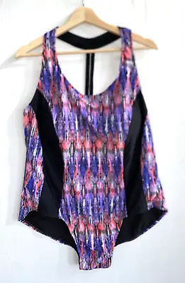 CATALINA One Piece Swimsuit Multi Color Ikat Print Strappy T Back Size 3X • $17.95