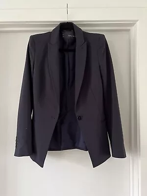 Zara Corporate Work Fitted Structured Cotton Blend Blazer Navy XS AU 6 • $18.99