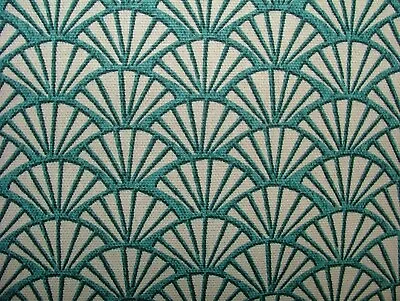 Art Deco Fan Lapis 100% Cotton Curtain Upholstery Cushion Roman Blind Fabric • £8.49