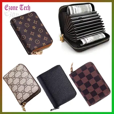 Mens Womens Leather Wallet Credit Card Holder RFID Blocking Zipper Pocket Purse • $7.06