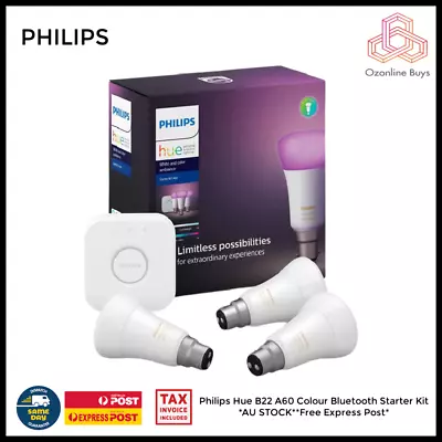$199 • Buy Philips Hue B22 A60 Colour Bluetooth Starter Kit *AU STOCK**Free Express Post*