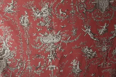 P/Kaufman Neoclassical Toile Arabesque Vintage 55  W X BTY Multi On Coral • $36