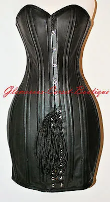 Leather Corset Dress 26 Steel Bones Double Boned Waist Training DOM XS-4XL • $199.95