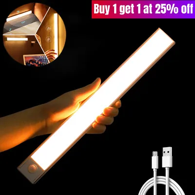 £4.41 • Buy LED PIR Motion Sensor Night Light Magnetic Cabinet Closet USB Rechargeable Lamp