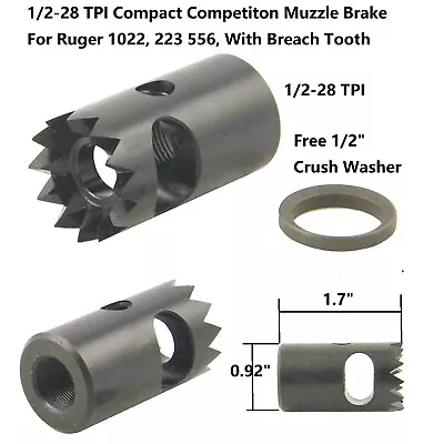 Steel Compact Low Concussion 1/2x28 TPI Muzzle Brake Compensator For 22 223 556 • $19.90