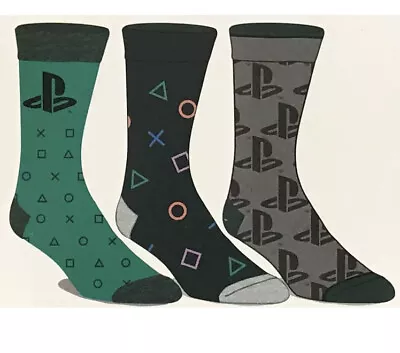 $20 • Buy 2 Packs 6 Pairs Total Of Playstation Crew Socks 3 Pair Pack Men's Size 8 To 12