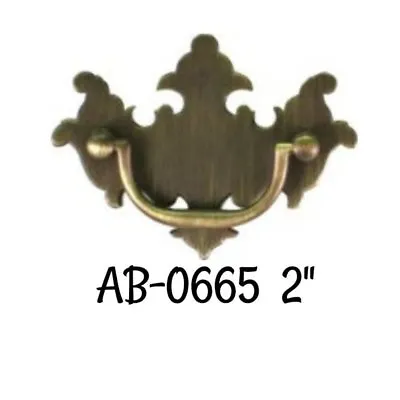 Antiqued Brass Chippendale Drawer Pull Bail Bat Wing -  2  Center Antique Style  • $10.20