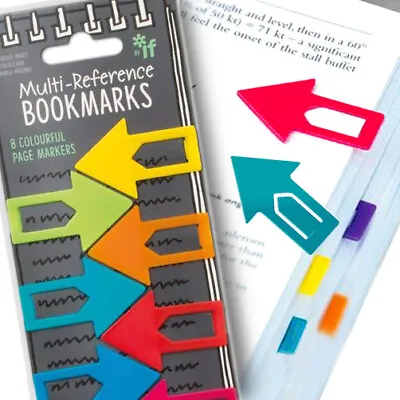 8 RAINBOW ARROW BOOKMARK Office Kid School Stationery Clip Reference Page Marker • £4.50