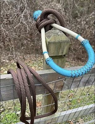 Genuine Teal Rawhide Bosal Brown Nylon Mecate With Tassel Bitless Hackamore • $49.95