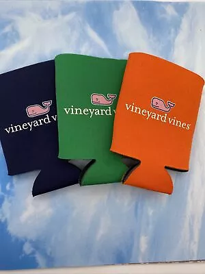 Set Of 3 Vineyard Vines Navy Orange Green Famous Pink Whale Koozie Can  Sleeve • $15
