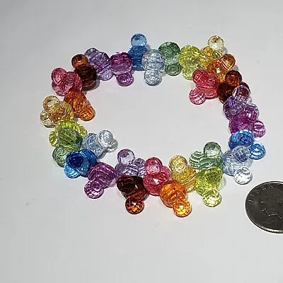 Disney Parks Rainbow Mickey Mouse Head Ears Plastic Stretch Bracelet 30 Beads • $12.95