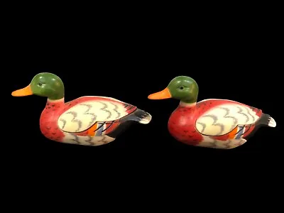 Vintage Pair Miniature Mallard Duck Plastic Figurines Hong Kong 3 Inches • $8.99