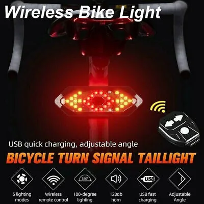 $11.99 • Buy  Wireless Bicycle Bike Rear LED Tail Light Warning Turn Signal & Remote Control