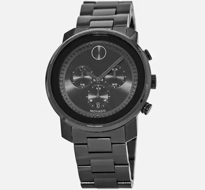 Movado Bold $995 Men's All Gray/black Gunmetal Swiss Chronograph Watch 3600277 • $431.19