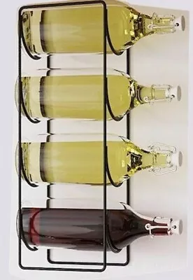 New IKEA SNOSPIRA 4 Wine Bottle Metal Rack Steel Shelf / Wall Mount Holder Store • £13.99