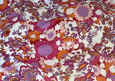 Vintage 1960's 1970's Wild Mod FLOWER POWER Psychedelic GROOVY MCM Fabric BTY • $18