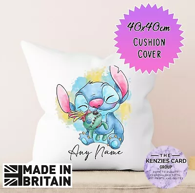 Personalised Disney Lilo & Stitch Cushion Any Name Cushion Cover 40x40cm V1 • £6.55