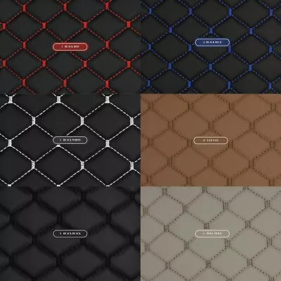 Quilted Vinyl Grain Faux Leather Upholstery Fabric Diamond | 2 X2  -4mm Foam 55  • $34.20