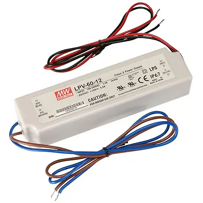 Mean Well LPV-60-12 AC/DC LED Power Supply - Const Volt - 60W - Fixed: 12 Vdc... • $16.75