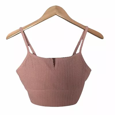 $20.88 • Buy Gilly Hicks Women's Pink Textured Cropped Knit Padded Bralette Top Size M