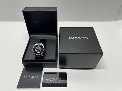 Movado Red Label Calendomatic GMT Watch With Black Leather Strap 0606697 • $1495