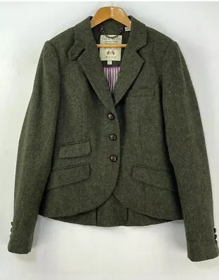 Jack Wills Hacking Blazer Tweed By Moon Green Ex Con Sz 10 • £54.99