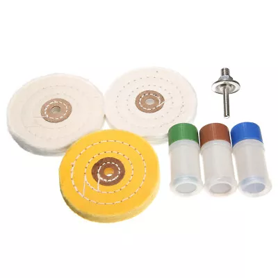 7PCS Metal Cleaning Polishing Buffing Wheel & Compound Polish Kit For Drill • £12.99