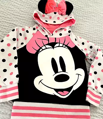 DISNEY Store HOODIE For GIRLS MINNIE MOUSE Hooded Sweatshirt With Bow Size 5/6 • $12.79