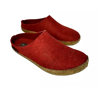 Haflinger Clogs Slippers Red Pure New Wool Womens Size 41 Comfort Shoes • $40
